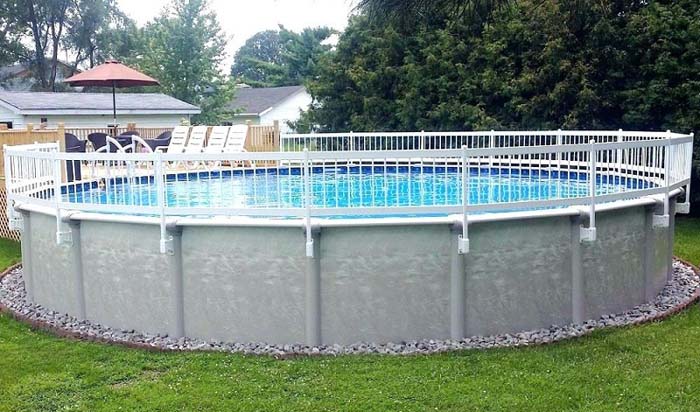 Pool Edge Fence Kit With a Full Deck