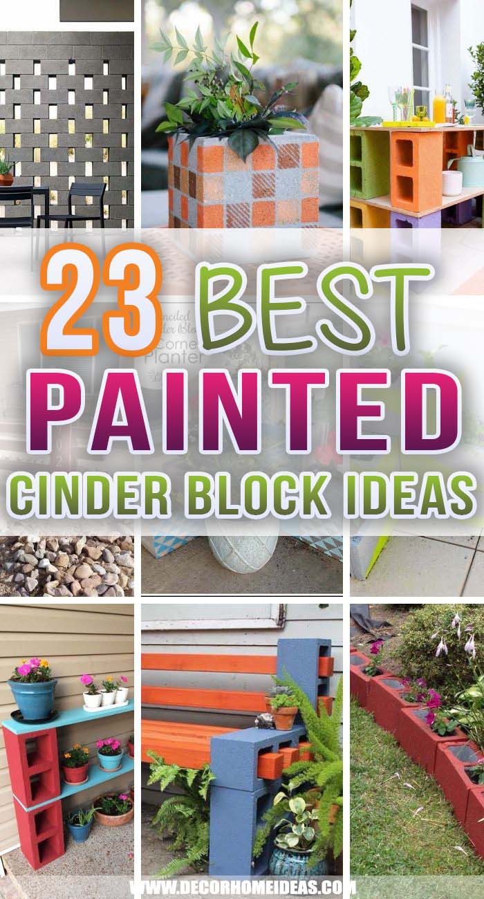 Best Painted Cinder Block Ideas. Add some color and freshness with these easy painted cinder block ideas and DIY projects. Add some personal touch to your outdoor space with cinder blocks. #decorhomeideas