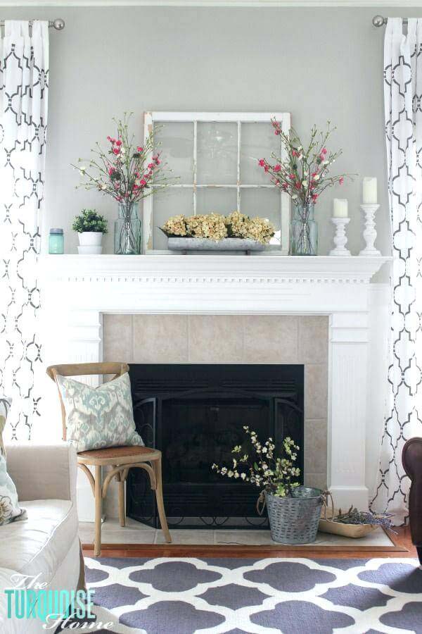 Summer Mantel With Bright Fresh Flowers