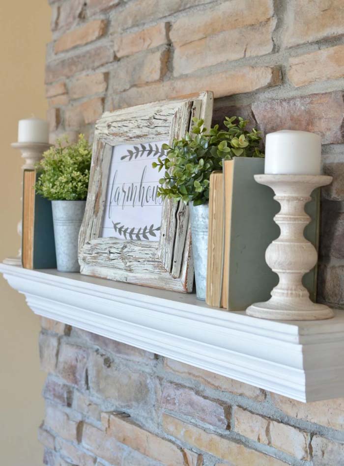 Use Old Books As Mantel Decor