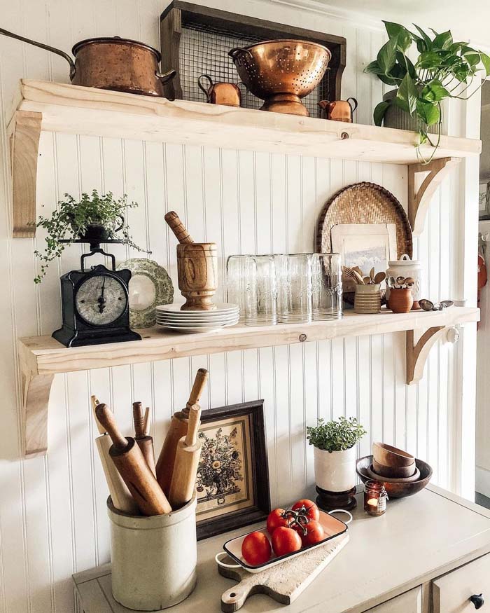 Blonde Wood Shelves For Your Airy Kitchen
