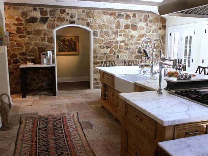 Bare Stone Kitchen Wall