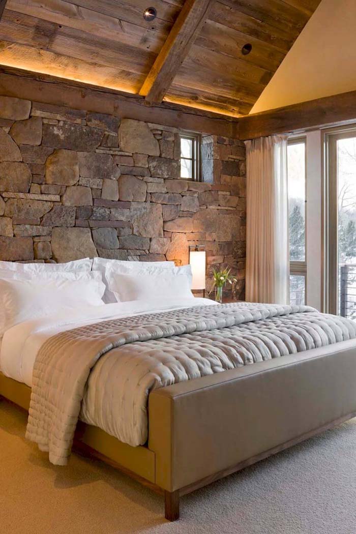 Bedroom Statement Wall With Stones