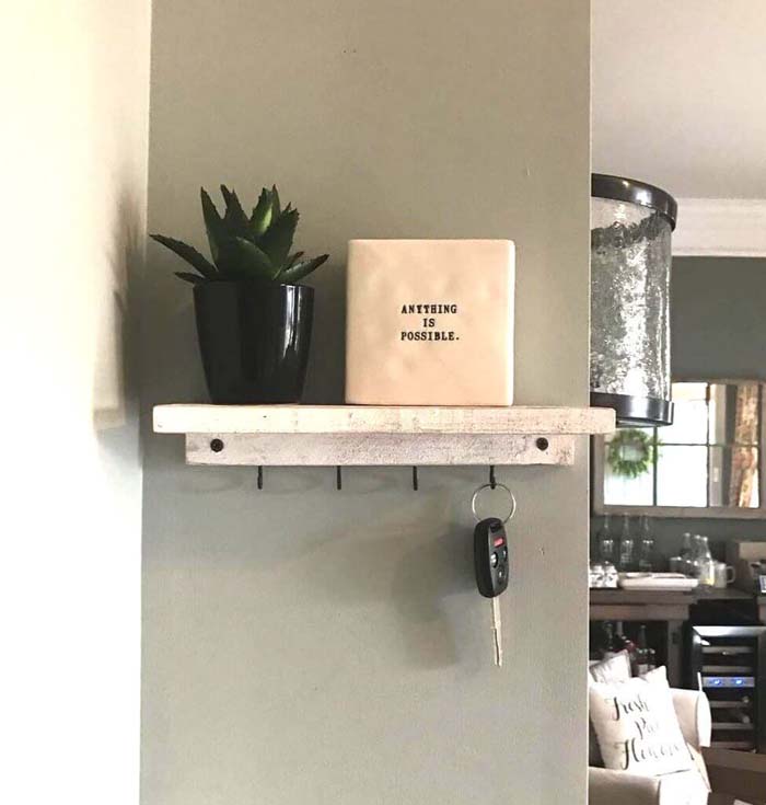 Simple Floating Shelf Key Holder