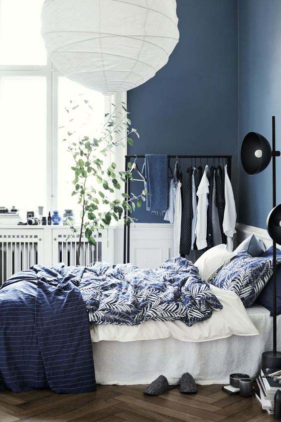 Navy Blue Wall With White Accents