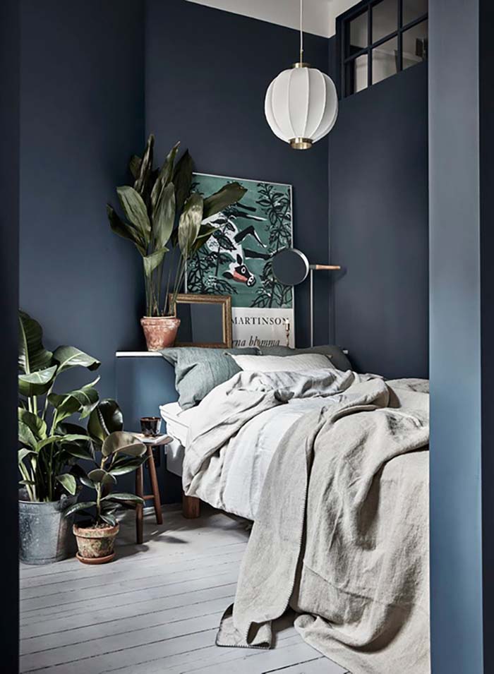 Nature In A Navy Bedroom