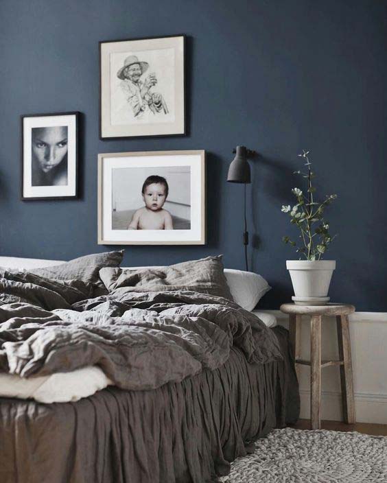 Earthy Tones in Blue Bedroom