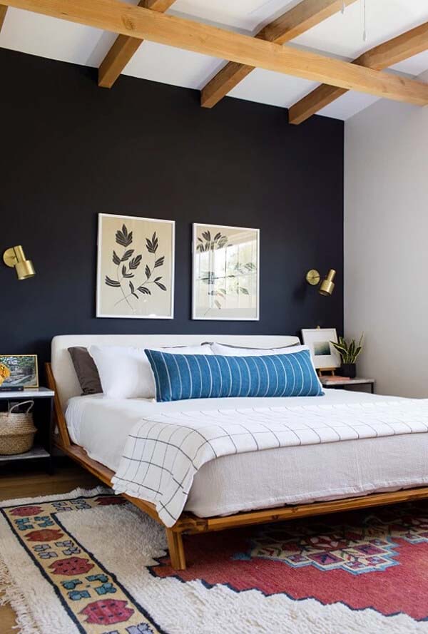 Modern Navy Wall And Rustic Elements