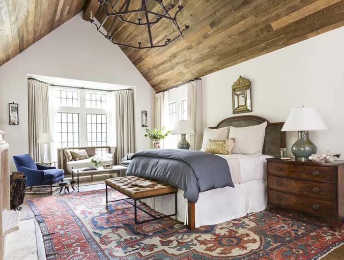 Rustic Bedroom With Blue Accents