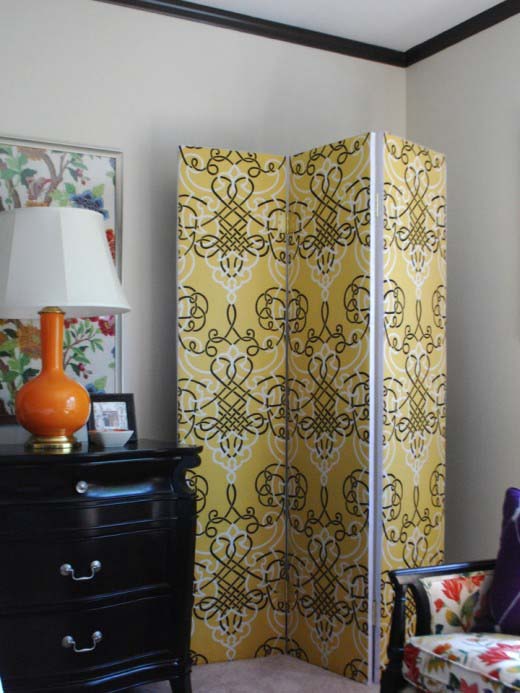 Fabric And Chalkboard Folding Screen