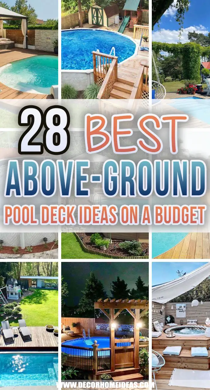 Best Above Ground Pool Deck Ideas on a Budget. Are you looking for some cheap and inexpensive options to build a deck for your above ground pool? Choose budget-friendly materials and designs for your next pool project. #decorhomeideas