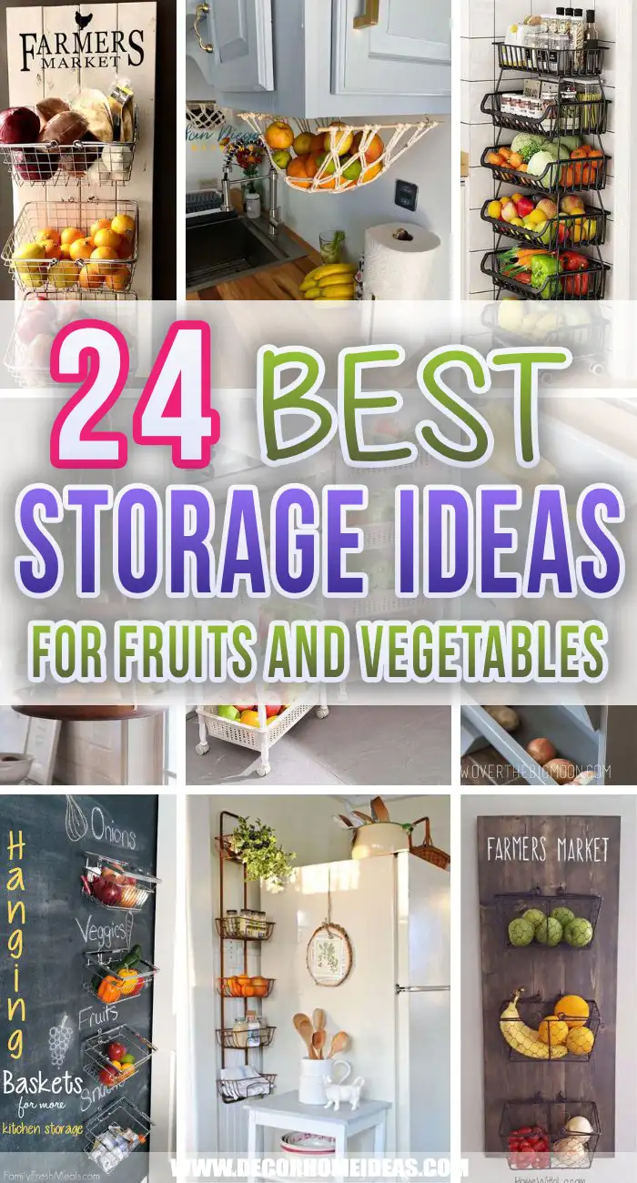 Best Fruit and Vegetable Storage Ideas. Keep your fruits and vegetables neatly stored and organized in your kitchen, while keeping them fresh and juicy. These are the best fruit and vegetable storage ideas. #decorhomeideas