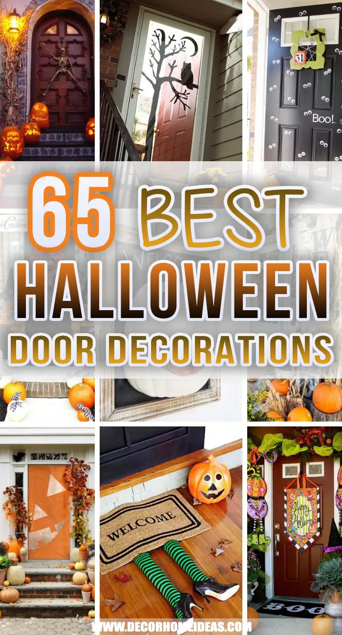 Best Halloween Door Decorations. Get ready for Halloween by welcoming your guests with one of these creative Halloween door decorations. They are cheap and easy DIY projects. #decorhomeideas