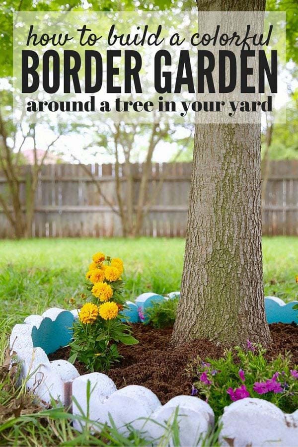 Easy DIY Tree Border Garden Idea