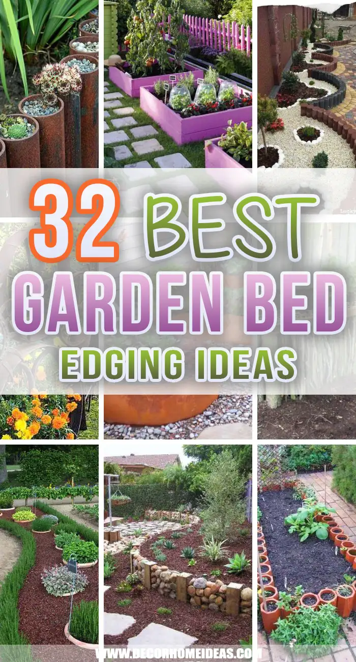 Garden Bed Edging Ideas. DIY projects and easy garden edging to make your small garden more appealing. #decorhomeideas