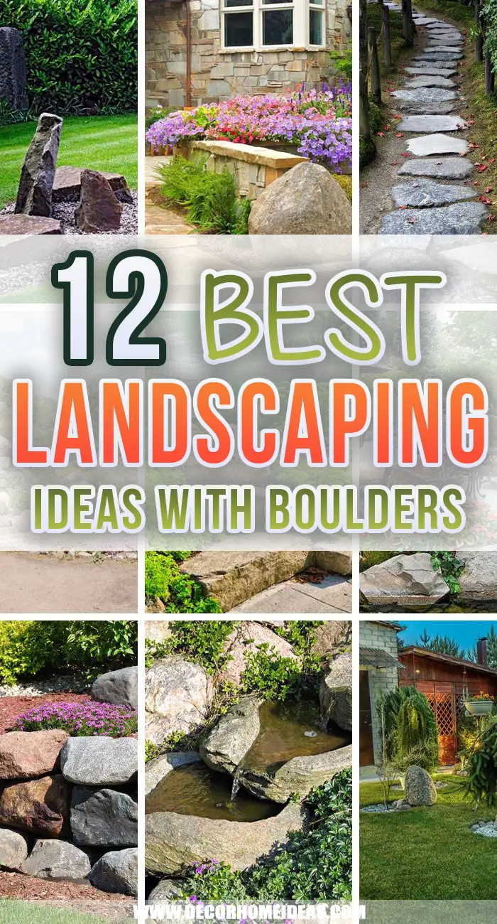 Ideas For Landscaping With Boulders. Landscaping with boulders is a popular way to add curb appeal. Different big rocks can enhance front yards or be eye-catching focal points. #decorhomeideas