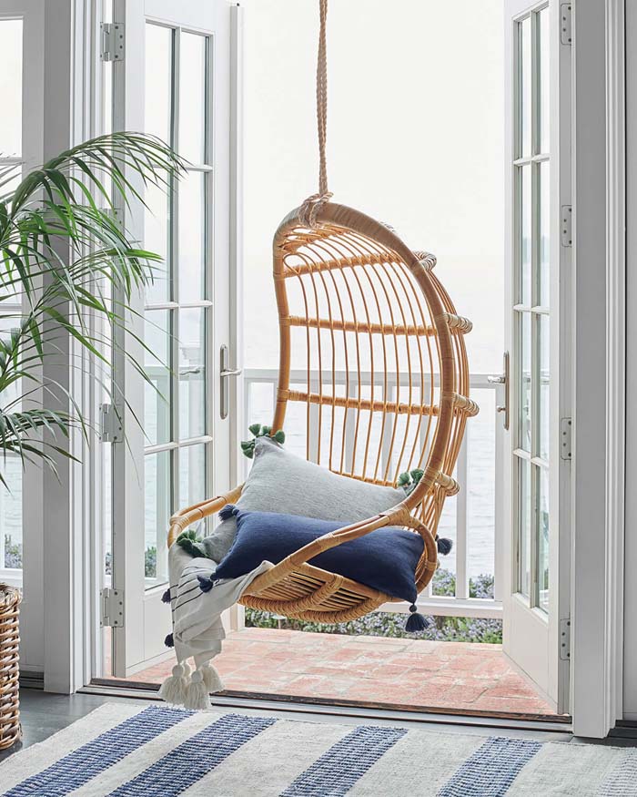 Hanging Wicker Chair To Admire A Great Landscape