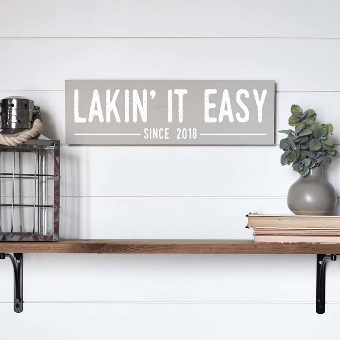 Modern Grey Sign In The Lake House Theme