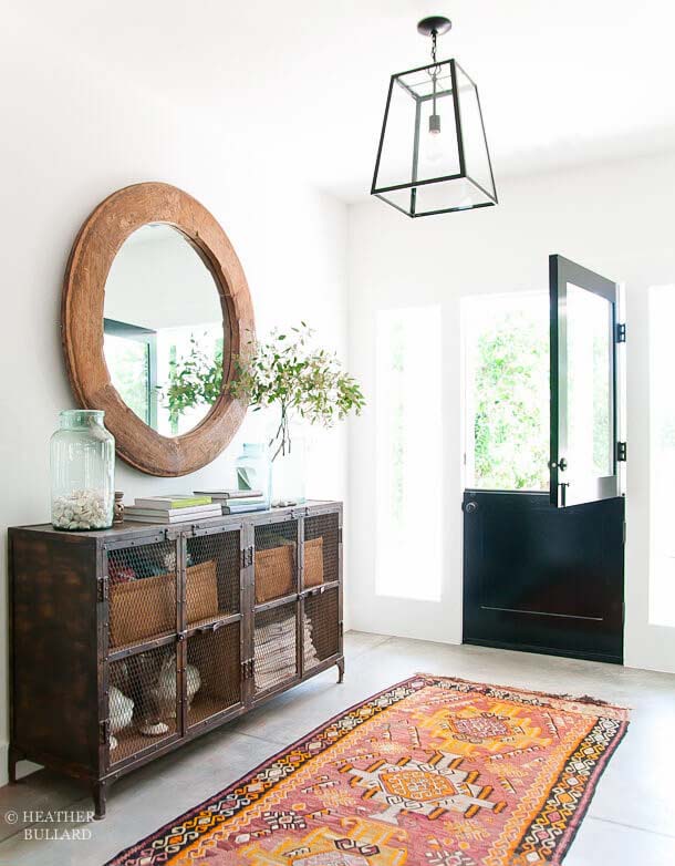 Rustic Round Mirror For A Feng Shui Entryway