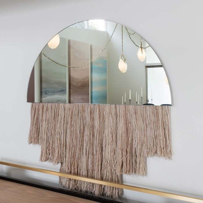 Wall Art With A Semi-Round Mirror and Macrame