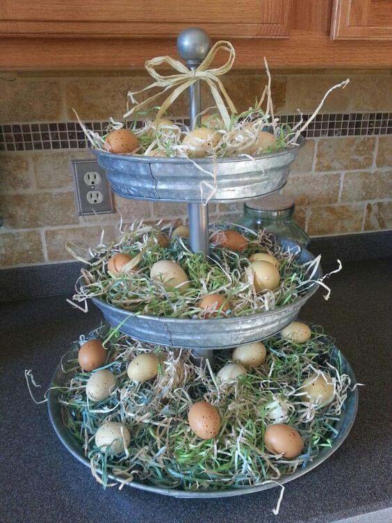 Galvanized Tray For Easter Decor