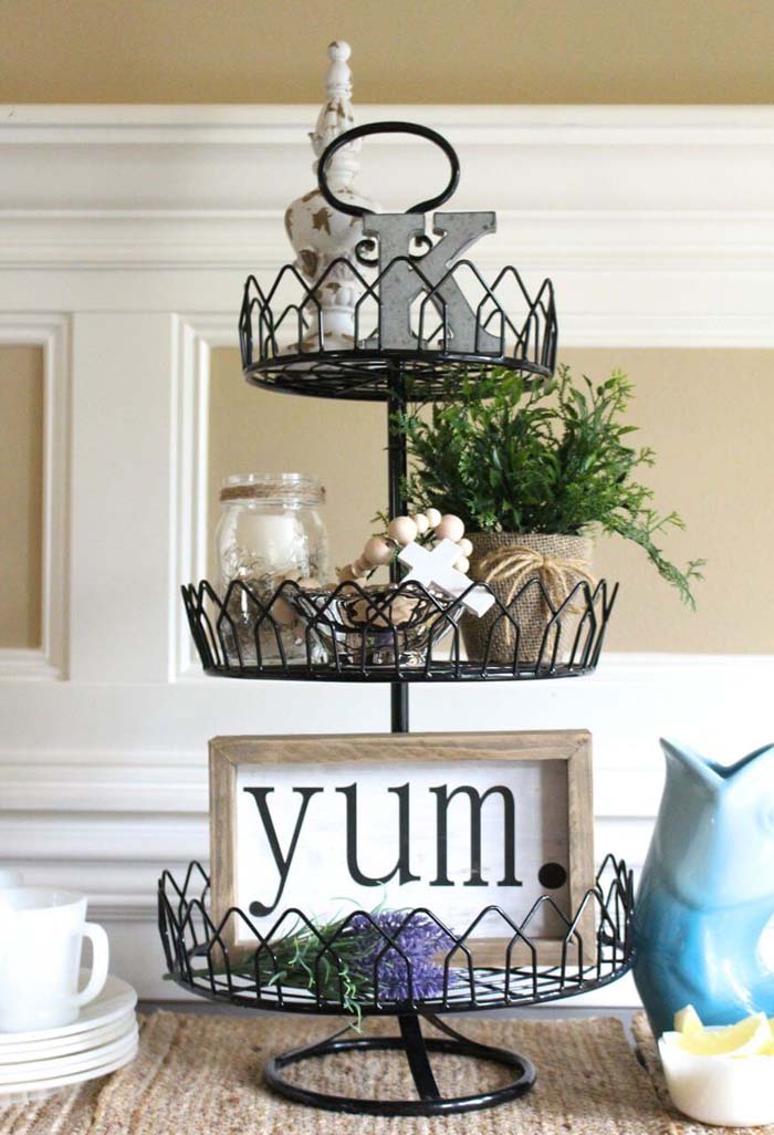 Modern Twist Of The Wire Basket Tiered Tray