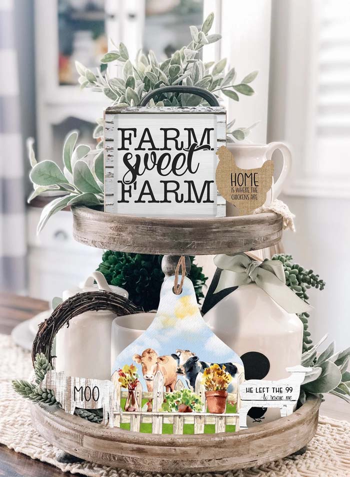 Fun Farmhouse Tray Arrangement