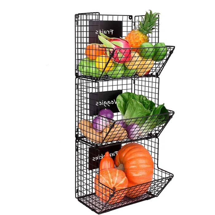 Three-Tier Wire Basket Kitchen Organizer
