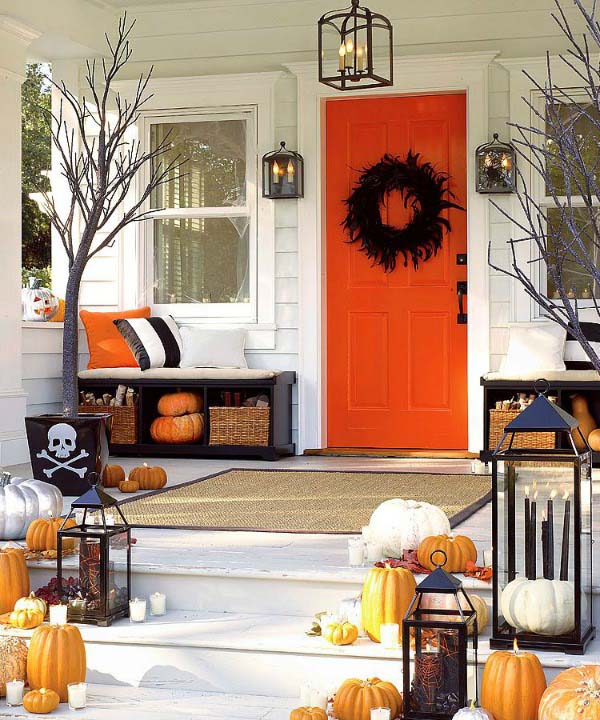 Black Accents For A Spooky Porch