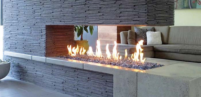 Bio Fireplace With Stone Lining