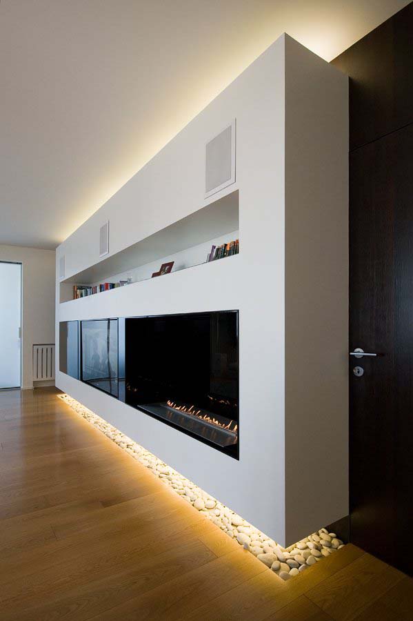 Long Linear Fireplace