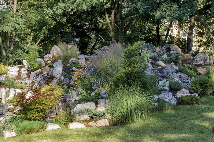 Grasses and Plants Add Interest to a Rock Garden