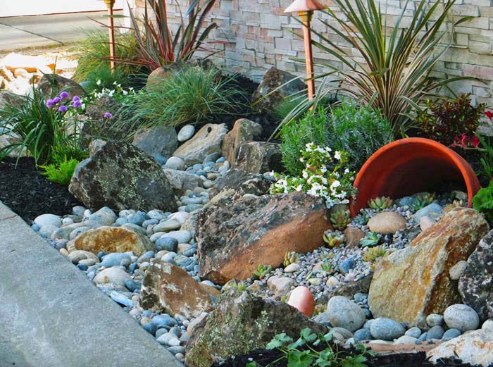 Create a Dry River Bed With River Rocks