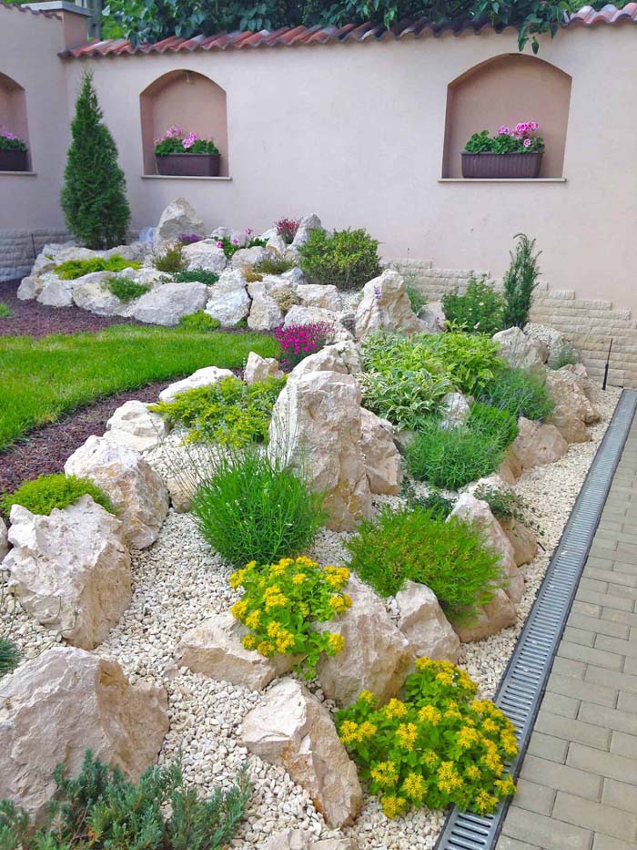 Use One Color in Your Rock Garden
