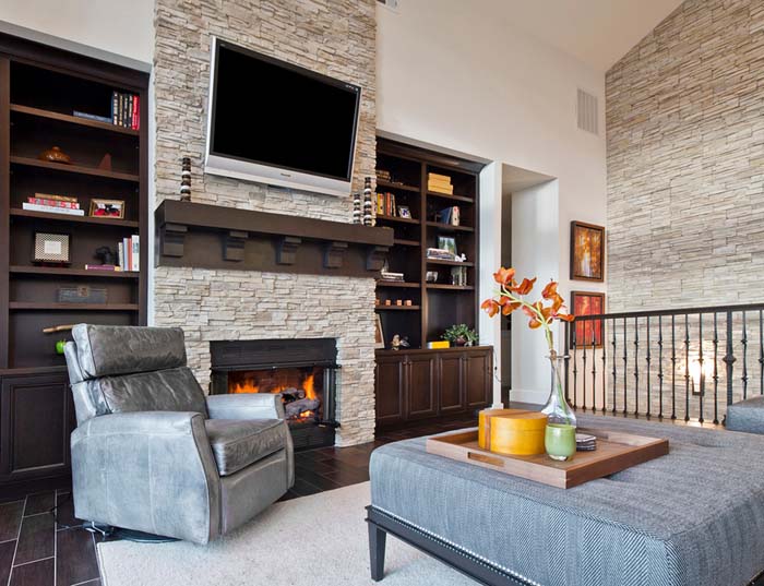 Warm-Up The Space With Two Stone Accent Walls