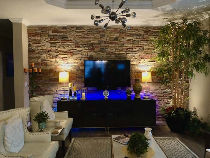 TV On A Stone Statement Wall