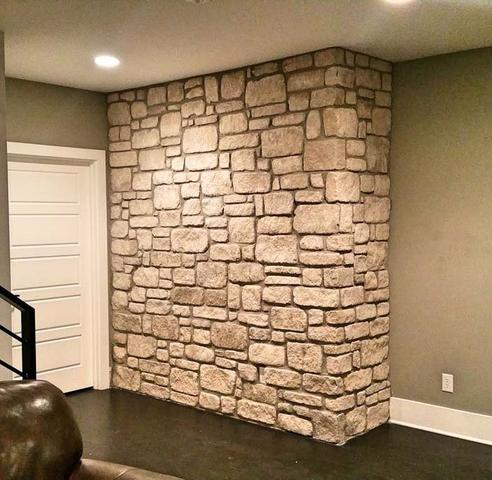 Natural Stone Wall In The Entryway