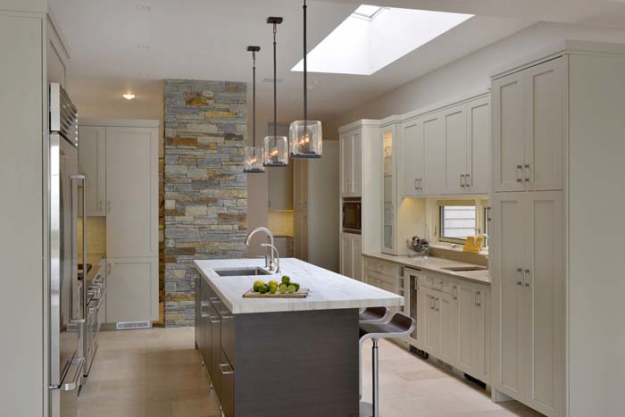 Kitchen Pillar Turned Into Stone Accent Wall