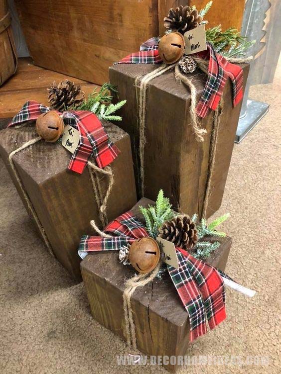 Scrap Wood Christmas Gift Decor #decorhomeideas