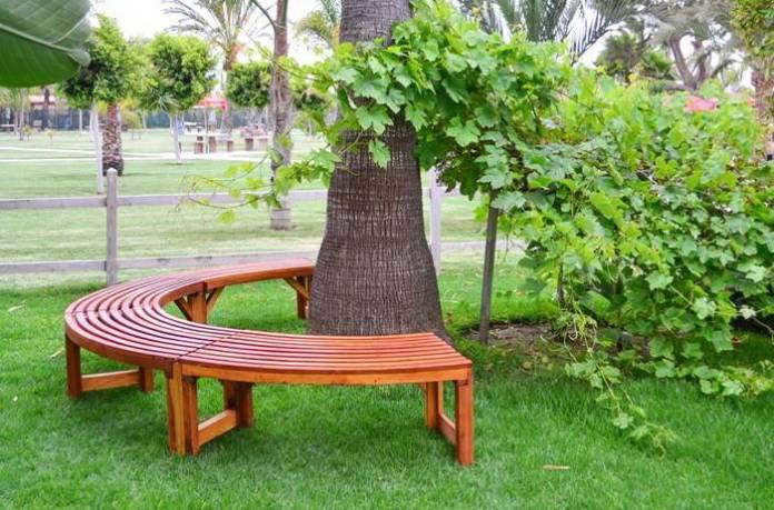 Semi-Circle Teak Bench