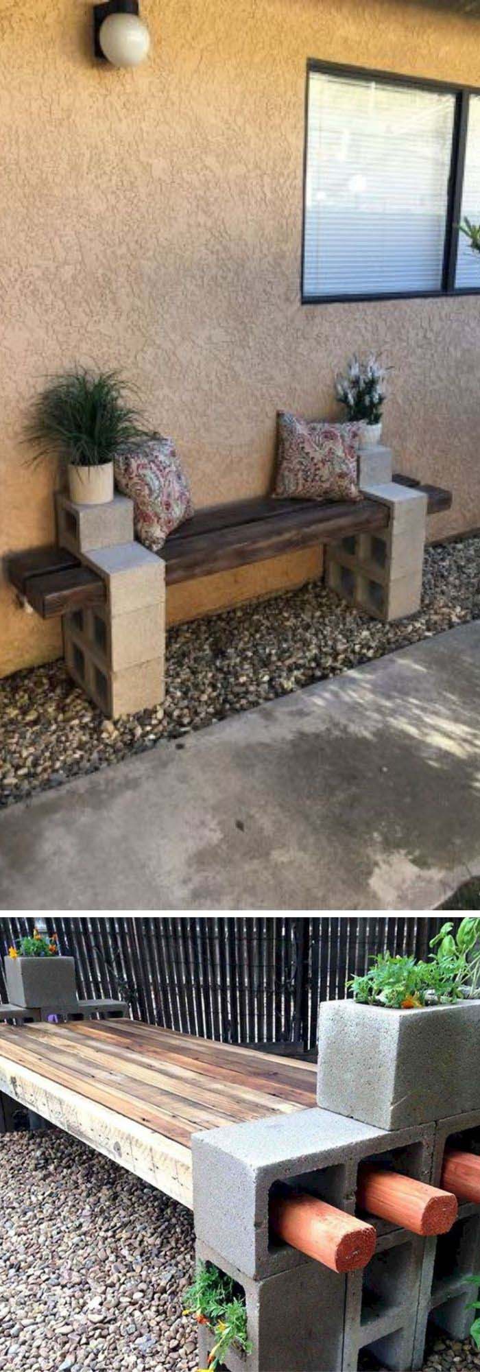 Add Cinder Block Benches to Gravel Areas