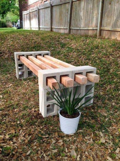 Keep Cinder Block Bench in Natural Colors