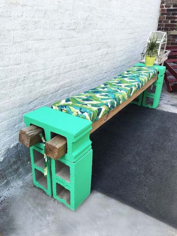 Narrow Cinder Block Bench