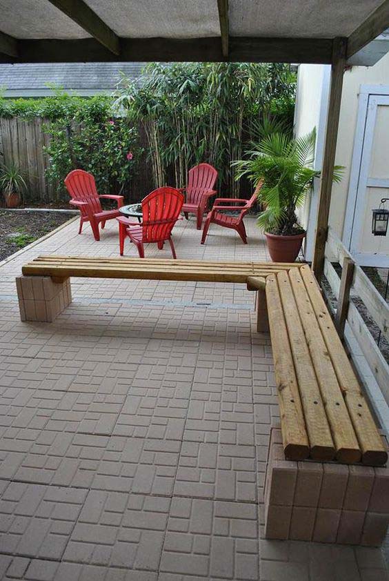 L Shaped Outdoor Bench