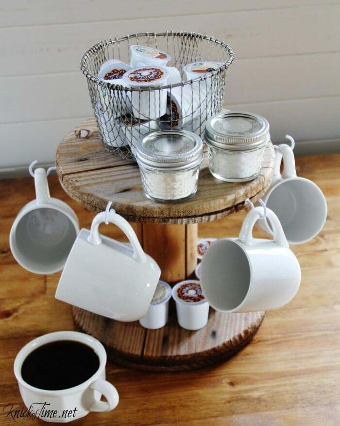 Wire Spool Coffee Station