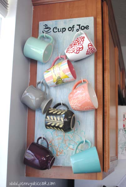 Space-Saving Side Cabinet Mug Rack