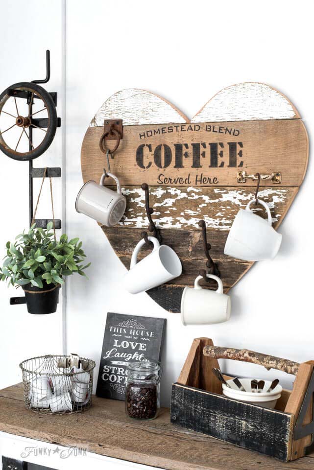 Heart-Shaped Wall Hanging For Mugs