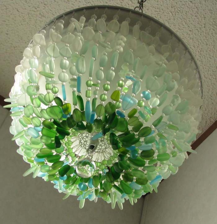 Jellyfish Chandelier With Sea Glass