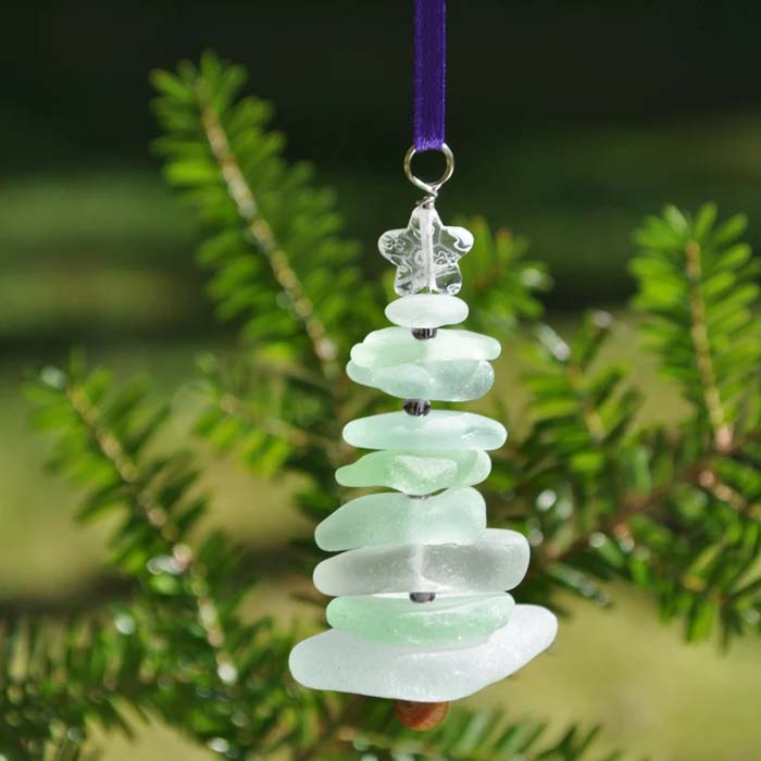 Christmas Tree Ornament From Sea Glass