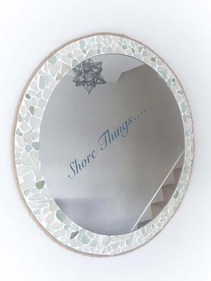 Round Mirror Frame With Sea Glass
